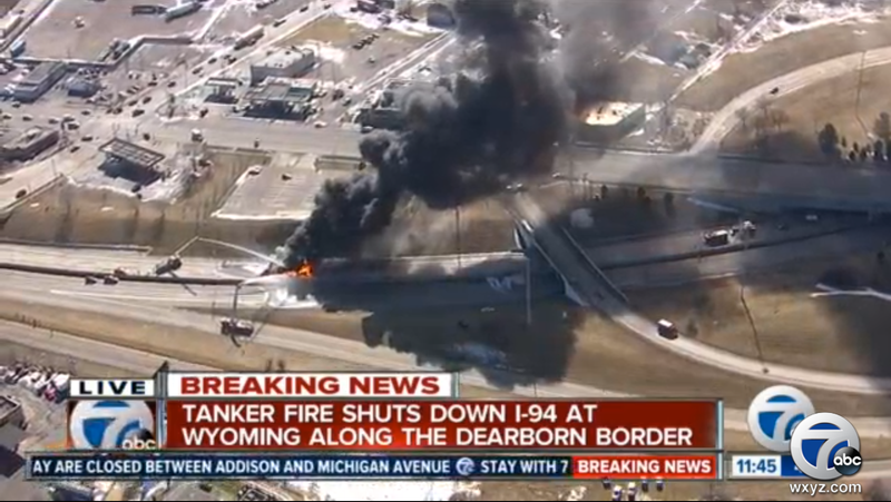 Illustration for article titled News Chopper Live-Streamed This Unbelievable Highway Fire In Michigan